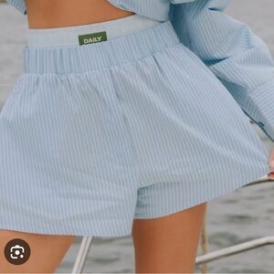 Poplin Double Band Resort Shorts - Blue Stripe Size: M/L